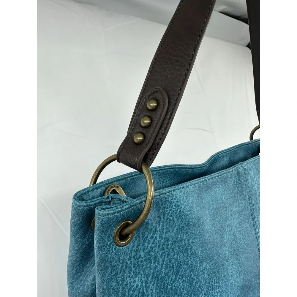 Montana West Hobo Handbag‎ Turquoise & Brown Shoulder Purse Zipper EUC Women's